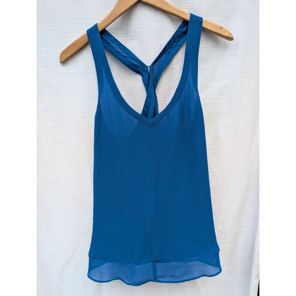 Anthropologie Silence And Noise Women's Blue Tank Sz M Criss Cross Open Back - Picture 1 of 5